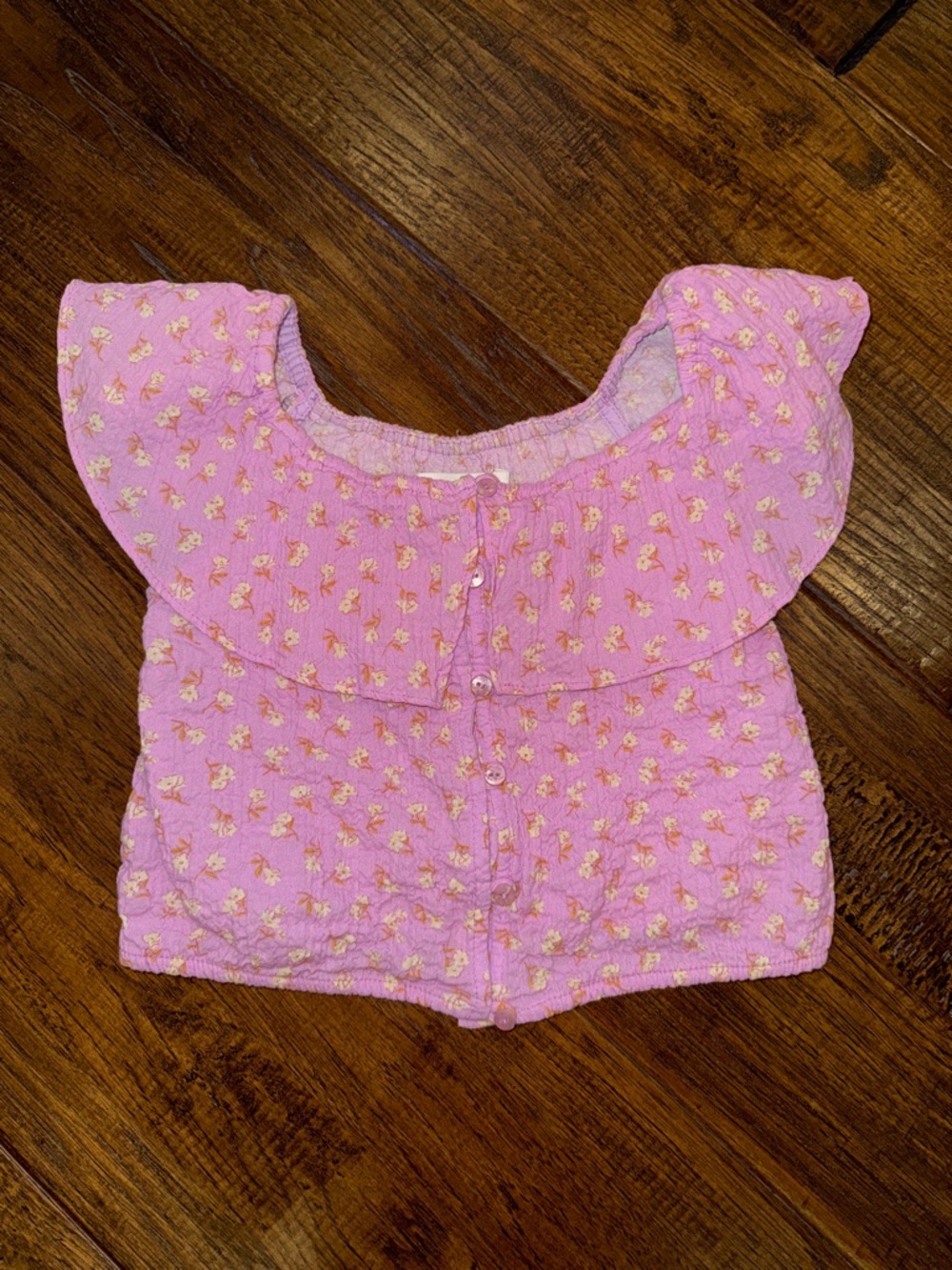 Zara Girls Lilac/Purple Ruffled Button-Front Top. Size 6-7. EUC.